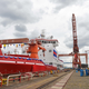 A view of the the Xuelong 2 at Jiangnan Shipyard in Shanghai.